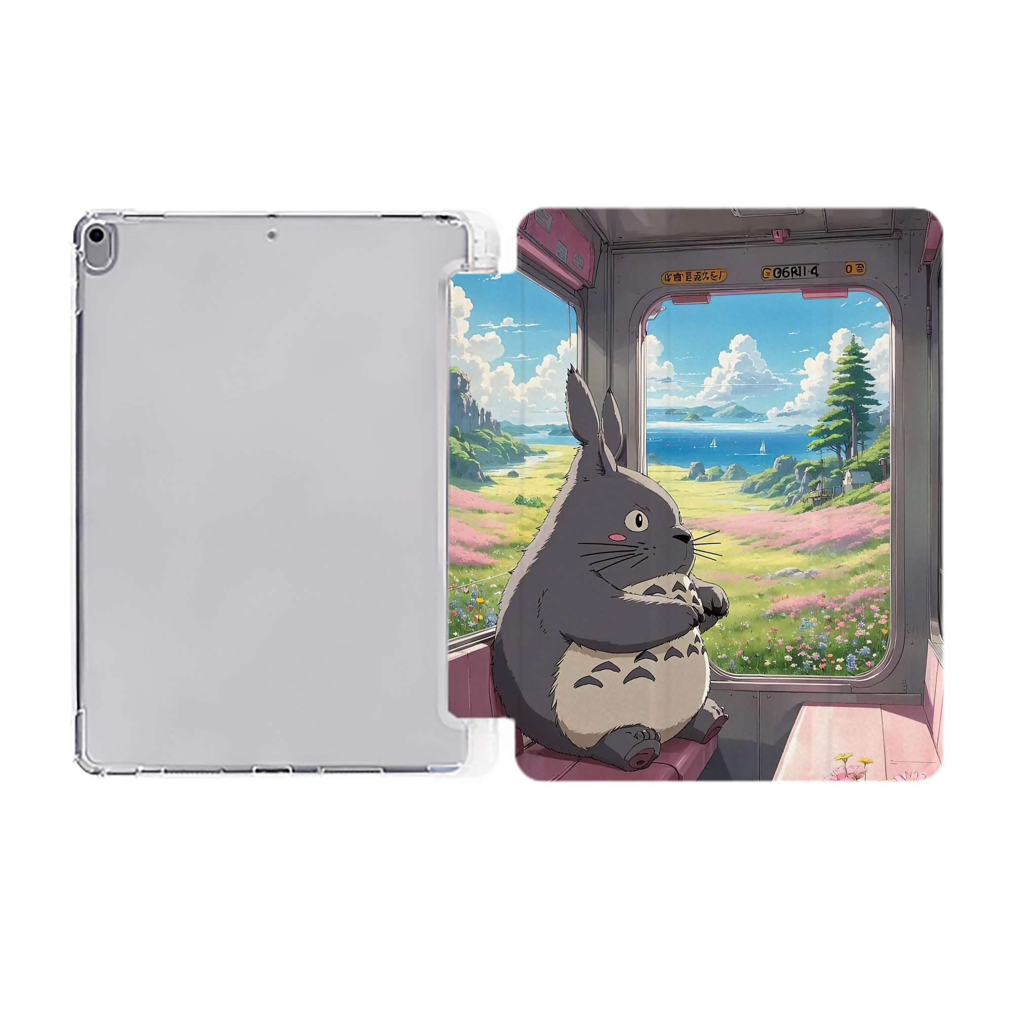 （画像用） となりのトトロ 草壁メイ 草壁サツキ My Neighbor Totoro Satsuki Kusakabe Mei Kusakabe IPad ケース ペン収納付き 三つ折りスタンド PUレザー×シリコン 対応機種9.5/10.5/10.9インチ
